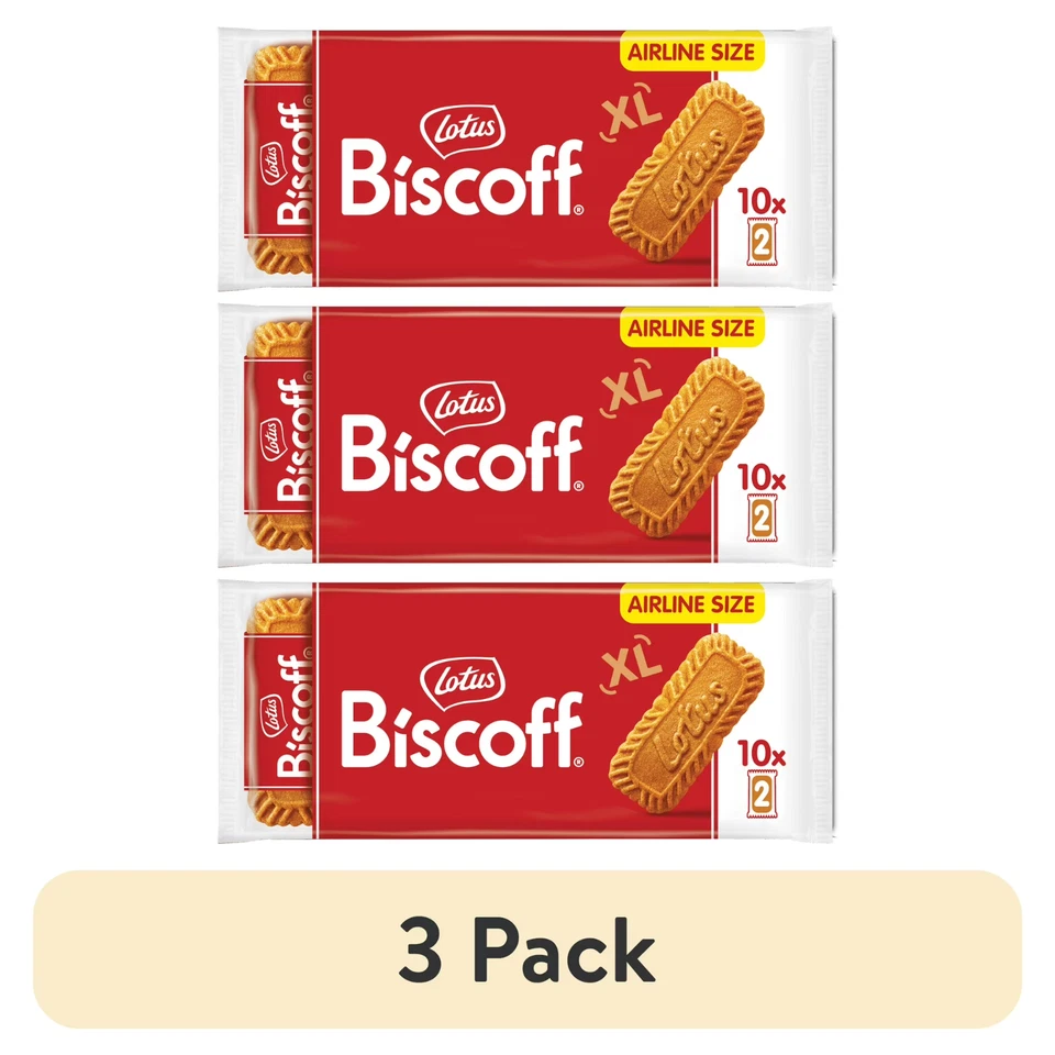 LOTUS BISCOFF (3 pack) Lotus XL Biscoff Cookies, 10 Snack Packs of 2 Cookies, 8.8 oz, Classic