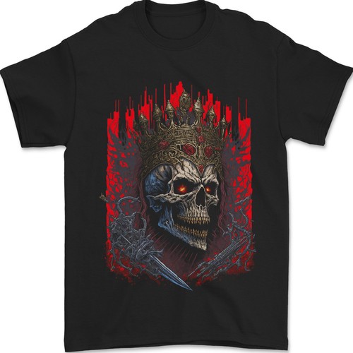 T-shirt Graphique Bleu - Crâne Avec Casque (Rock'n Roll) - Taille XL - Occasion Excellent état