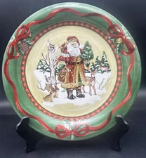 Noble Excellence Woodland Santa Christmas Holiday Dinner Plate 10.75”