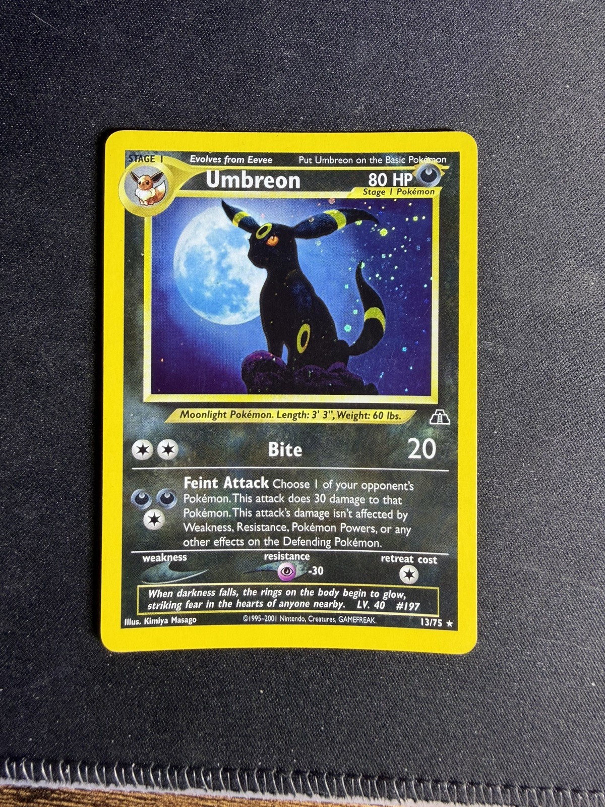 Pokemon TCG Umbreon 13/75 Neo Discovery Holo Rare Unlimited 2001 English 80 HP