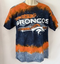 Camiseta Denver Broncos Tie Dye Azul Naranja Salpicaduras "BRONCOS" Gráfico Para Hombre M