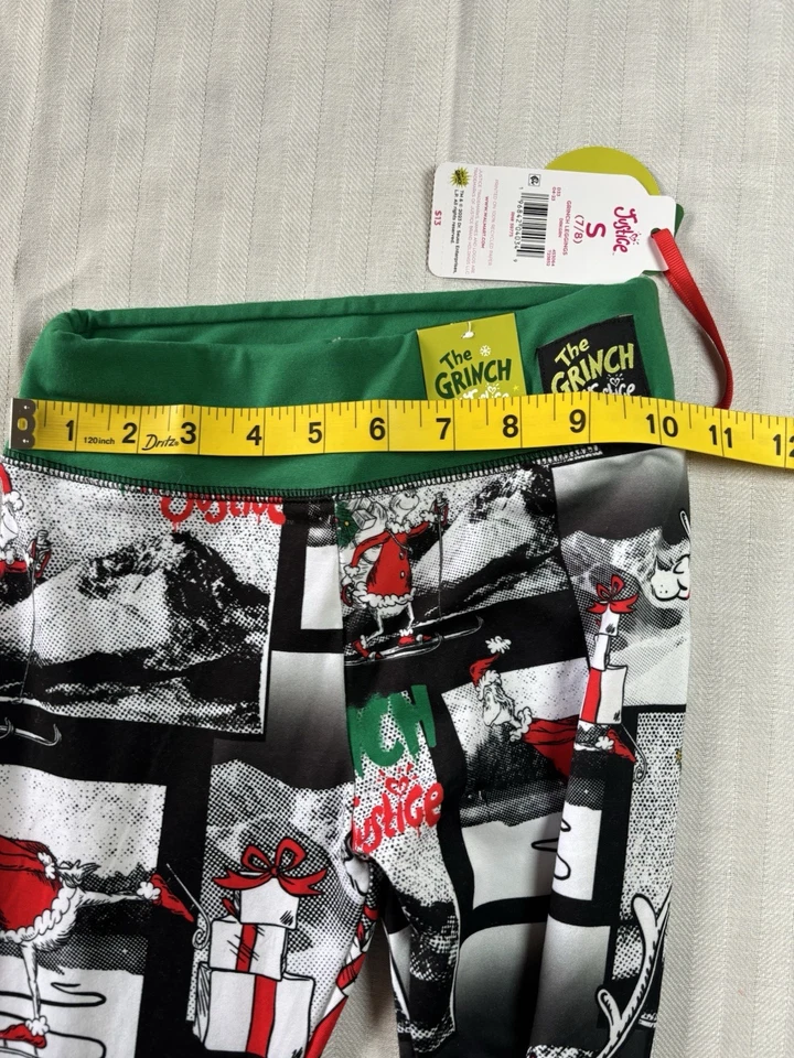 Leggings The Grinch Justice Niñas Talla Pequeña 7/8 Vacaciones de Navidad Nuevos con Etiquetas Foto 2 de 4