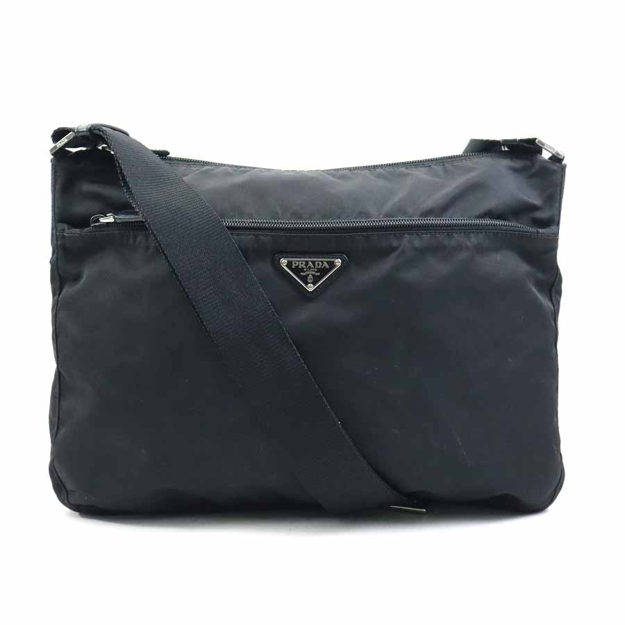 Borsa a tracolla originale PRADA in nylon/argento nero - h31674a