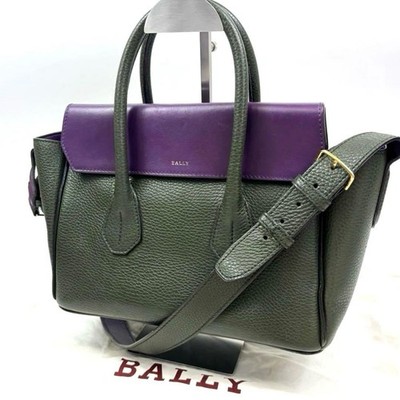 Auth BALLY Sommet 2Way Bicolor Leather Tote Shoulder Bag