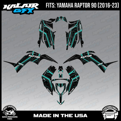 Graphics Kit for Yamaha ATV RAPTOR 90 (2016-2023) Electron - TEAL