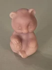 Fenton Bear Pink Matte Finish Purple Sitting Glass Collectible Figurine 3.75"