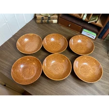 Vintage Kys-Lite Melamine Bowls Set of 6 Brown Marbled Mid-Century Modern