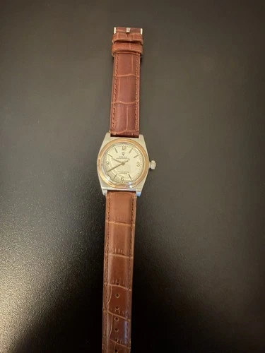 VINTAGE ROLEX OYSTER PERPETUAL BUBBLEBACK 3133 ROSEGOLD/STAINLESS STEEL WATCH