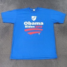 Obama Biden 2012 T Shirt Democrats Blue Union Made in USA Short Sleeve Men XL