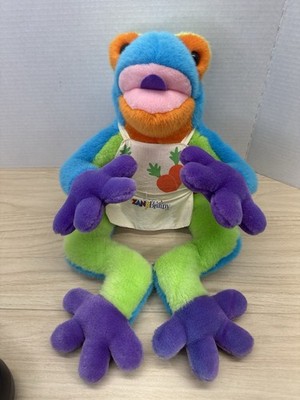 Vintage Zany Brainy Zibbit the Zany Ribbit Frog 90 s Colorful Rattle Plush