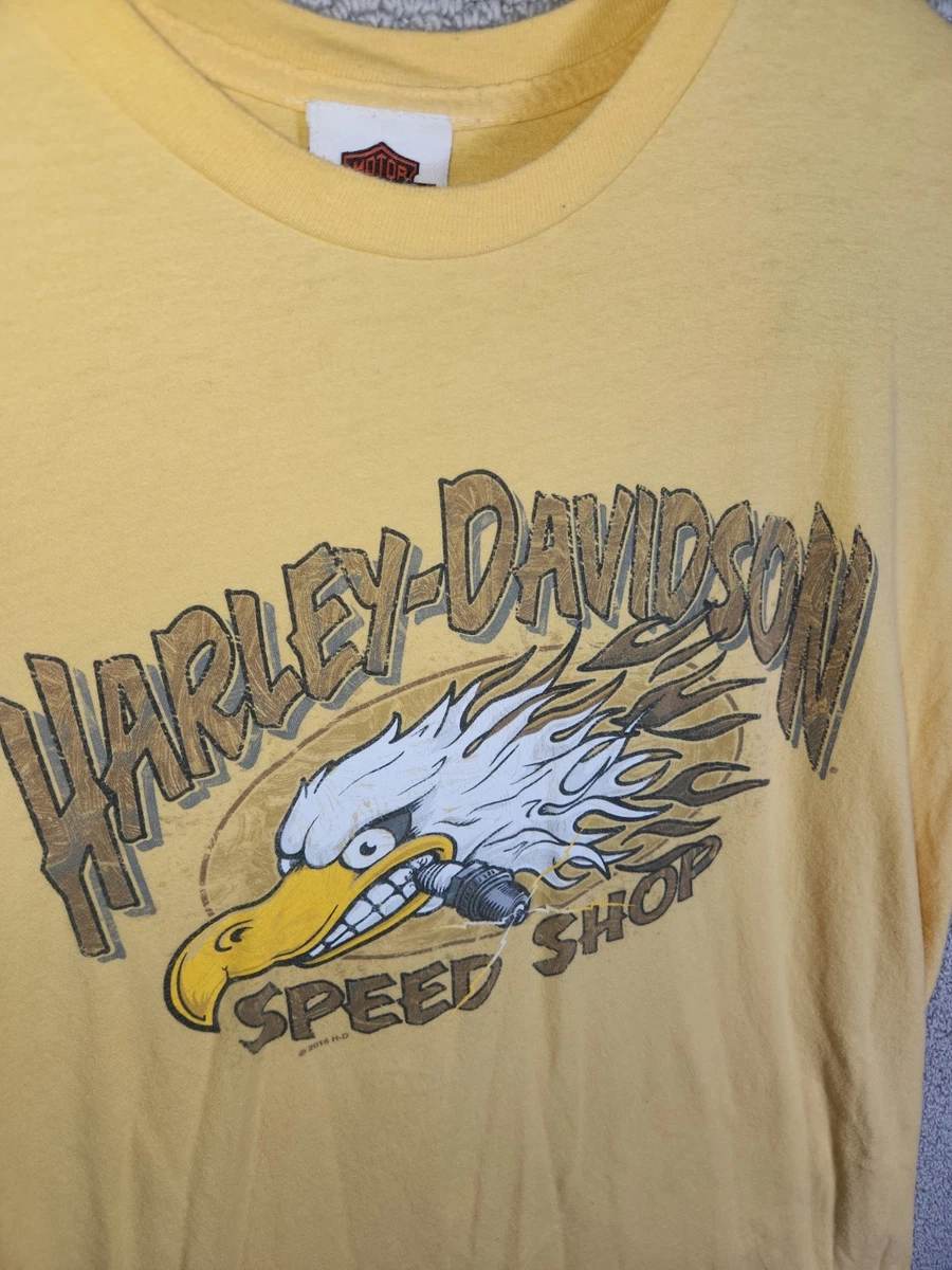 T-shirt Vintage Harley-Davidson Jaune Doré - Taille 2XL, Parfait état, Origine USA