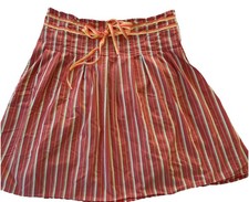 Old Navy Striped Cotton Skirt Size 6 Coral Pleated A-Line Y2K Feminine Retro