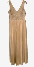 Adrianna Papell Gown - Beaded, Nude, Tulle Overlay   Holidays, Formal, Size 10