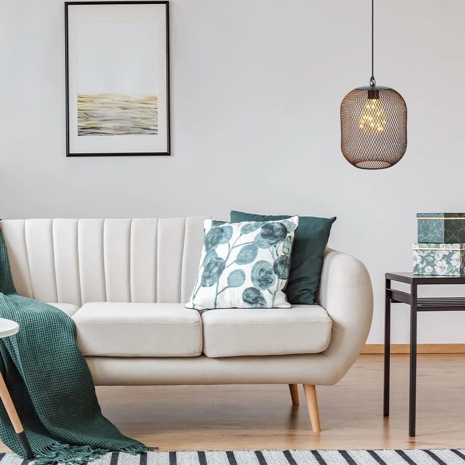 Battery Operated Pendant Lamp with 6 Hours Time Function 21.5 cm High Metal Grid - Image 3 of 4