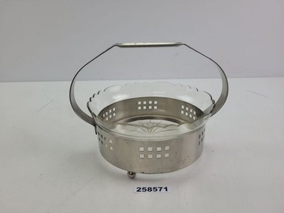 Schale Art Déco Glaseinsatz Metallhalterung 30er 40er Vintage Deko #258571