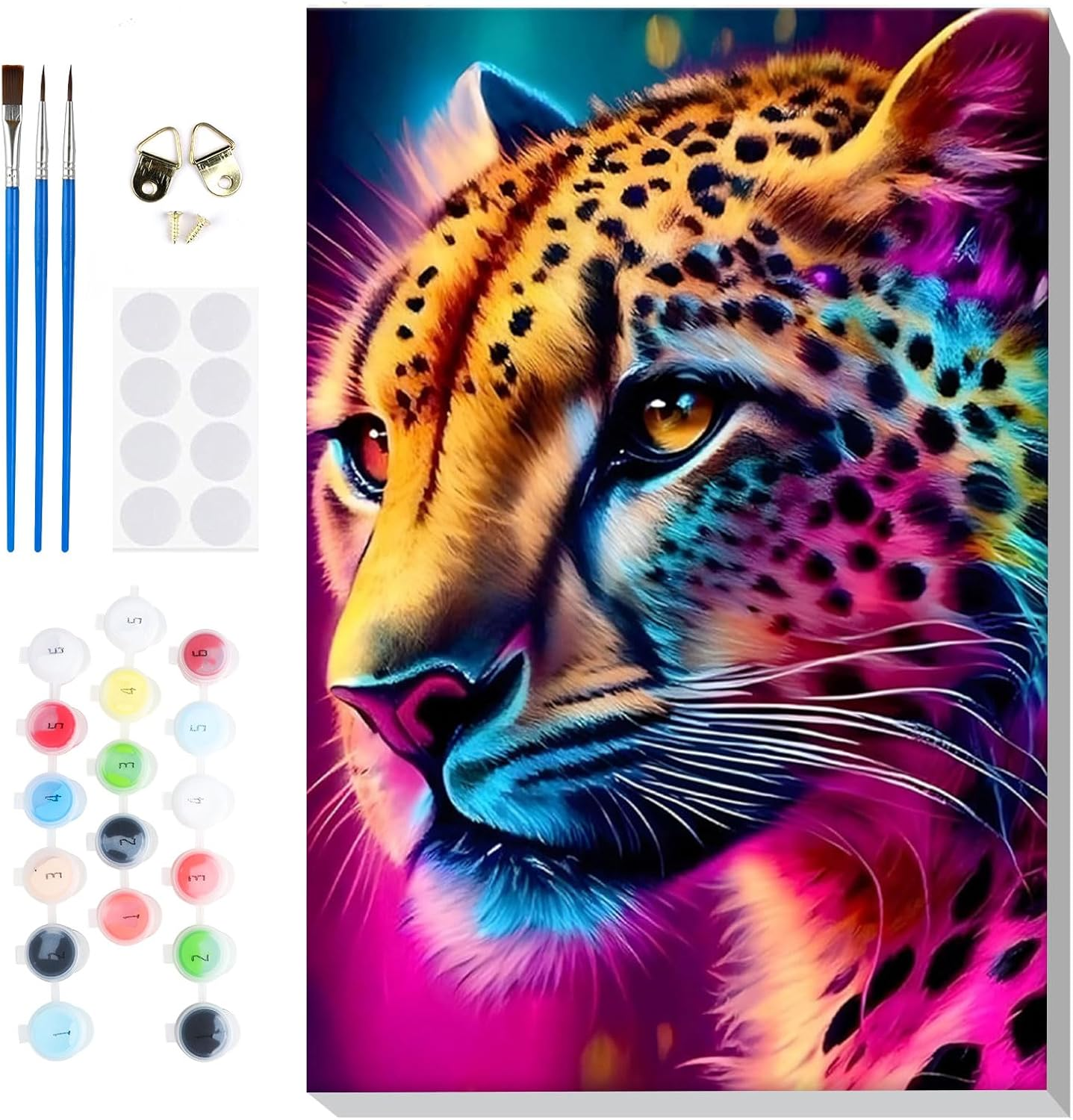 Paint by Numbers Cheetah for Adults Beginner with Frame| Cheetah Painting by Num