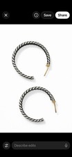 Twisted Hoop Earrings Silver & Gold Tone Meta...