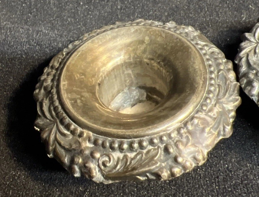 Drip Cups Ornate Floral Silver Over Copper Vintage Set