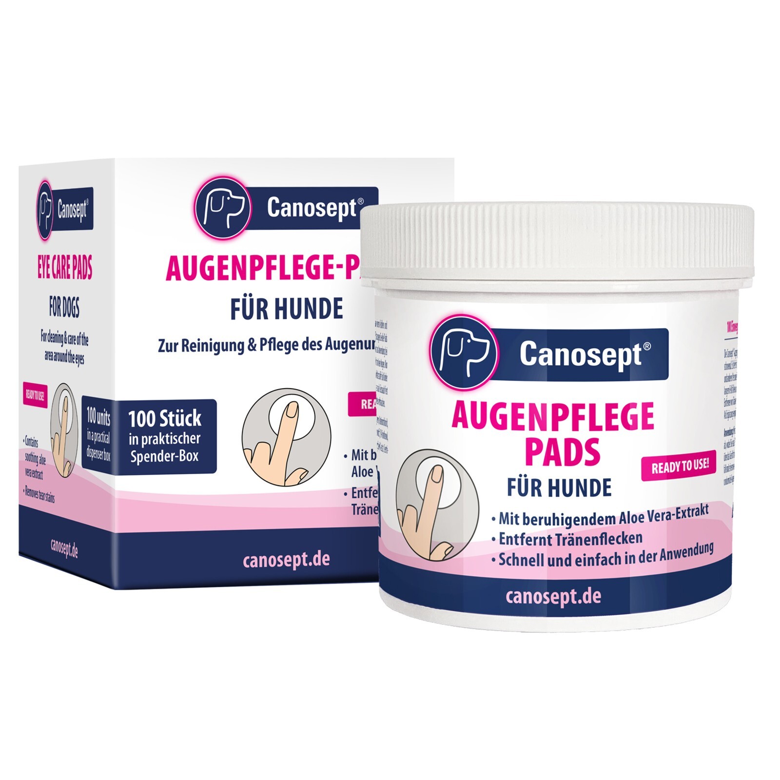 Canosept Augenpflege Pads für Hunde Fingerlinge zur Reinigung 100 St. (0,12€/1E)