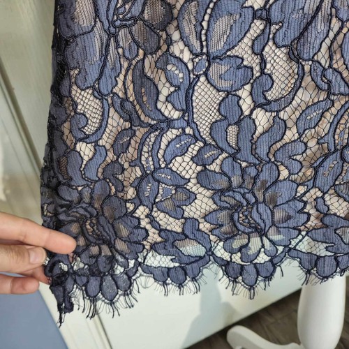 NWOT Cato W 16 Two Tone Gray Nude Lace Dress Scalloped Eyelash Fringe Cocktail - Picture 6 of 11