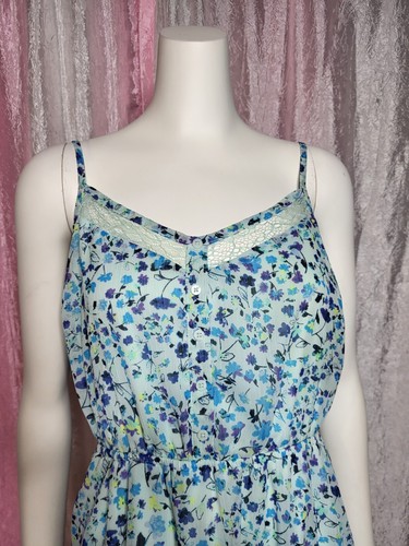Candies Blue Floral Lace Hem Smocked Maxi Dress Size XL - Picture 3 of 14