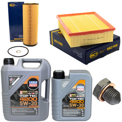 Motoröl Filter Set 5W-30 6 Liter + Ölablassschraube für Audi A4 2.5 155 163 PS