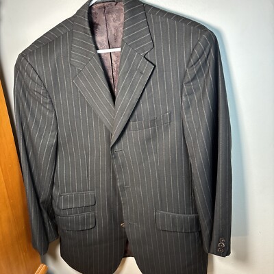 STEVE HARVEY COLLECTION MENS STRIPED BLAZER JACKET BLACK SZ 38R/32R