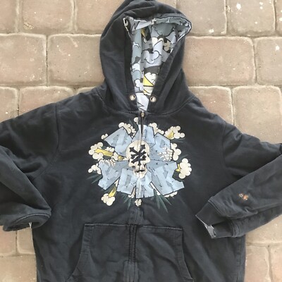 Rare 2007 Zoo York Full Zip All Over Print Skateboard Hoodie KAWS
