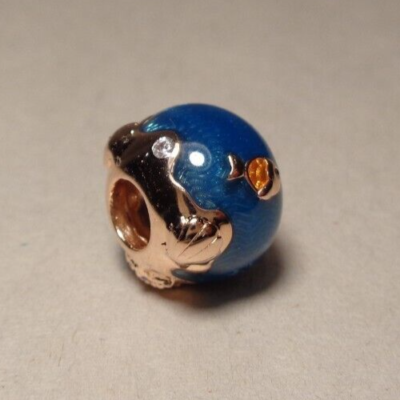 廃盤　Pandora シマリング オーシャン ウェーブ ＆ フィッシュ チャーム Authentic Shimmering Ocean Waves & Fish PANDORA Rose Gold Charm
