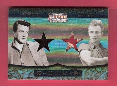 JAMES DEAN ROBE & ROCK HUDSON COAT WORN 2 SWATCH RELIC PIECE CARD #d50 AMERICANA