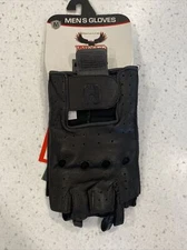 Hugger Mens HDF Fingerless Motorcycle Gloves Gel Palm Peforated Black Medium 