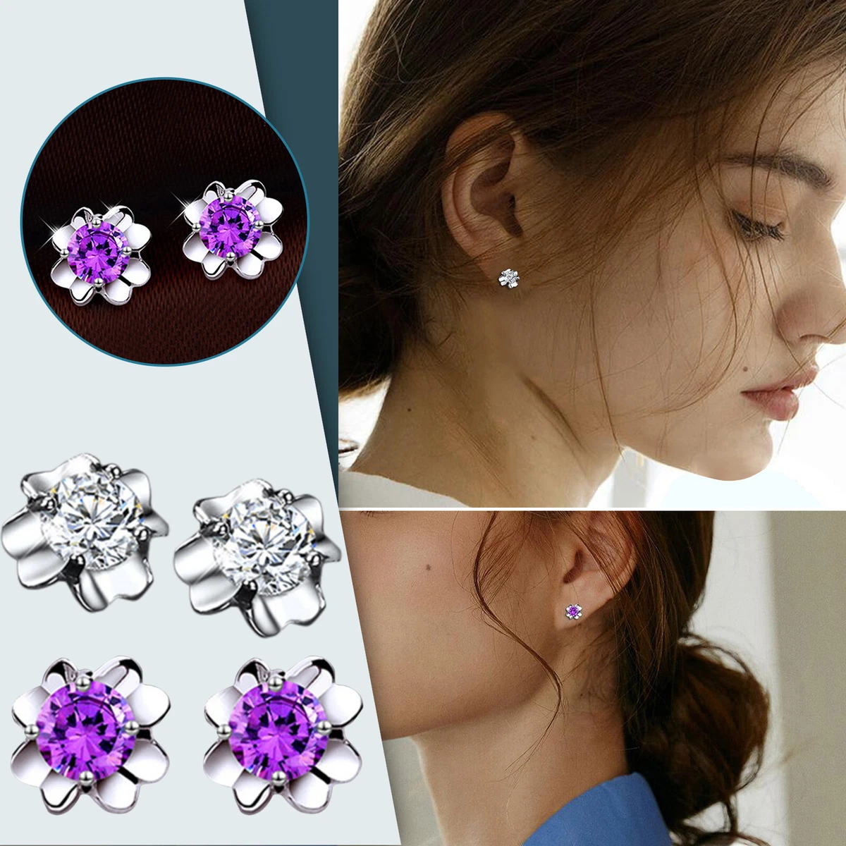 1 Pair Silver Stud Earrings Earrings For Girls Fashion Cute Fake
