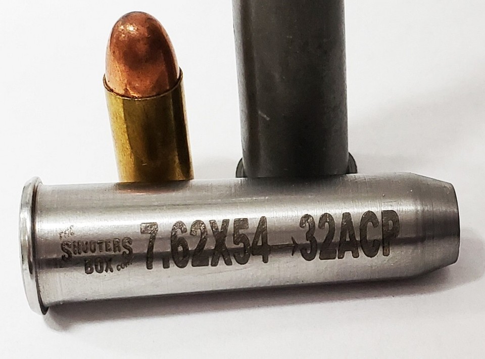 7.62x54 to 32ACP Caliber Adapter -Stainless - Free Case and Free ...