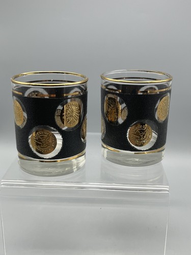 Libby MCM schwarz & gold geprägt niedrige Kugel Münzglas 2er Set, 4" hoch - Bild 7 von 7