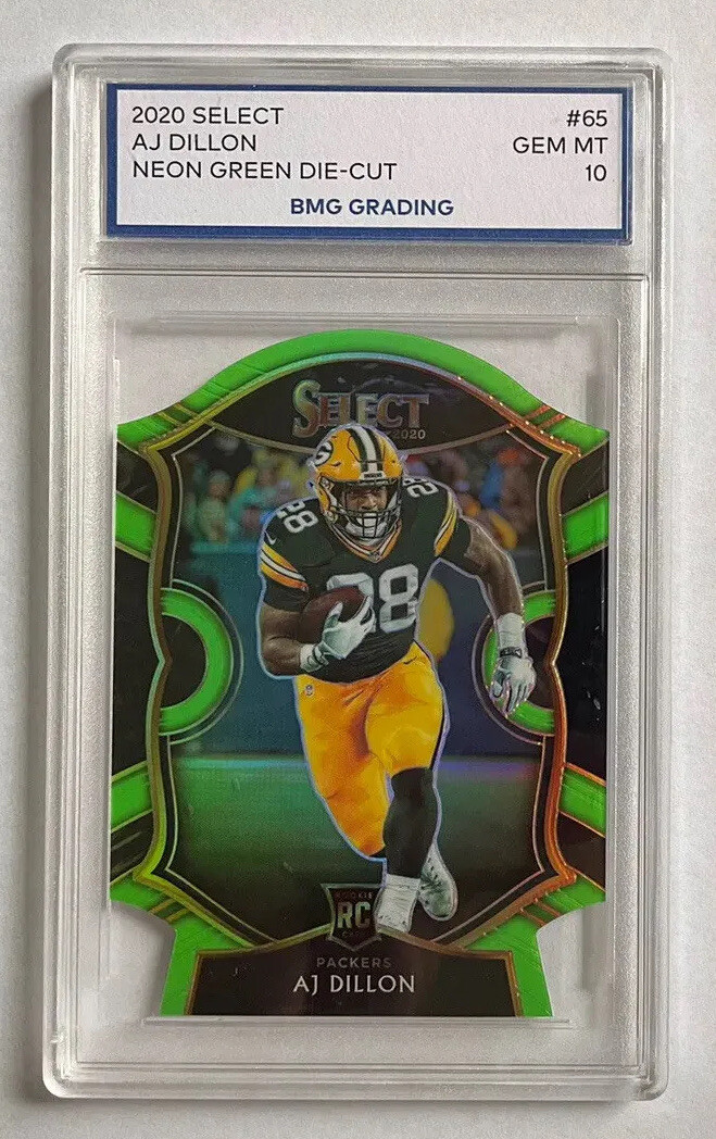 2020 Panini Prizm Concourse Neon Green Die Cut #65 AJ Dillon BMG 10 Gem MT
