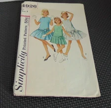 Vintage Simplicity sewing pattern 4926 Girl size 8