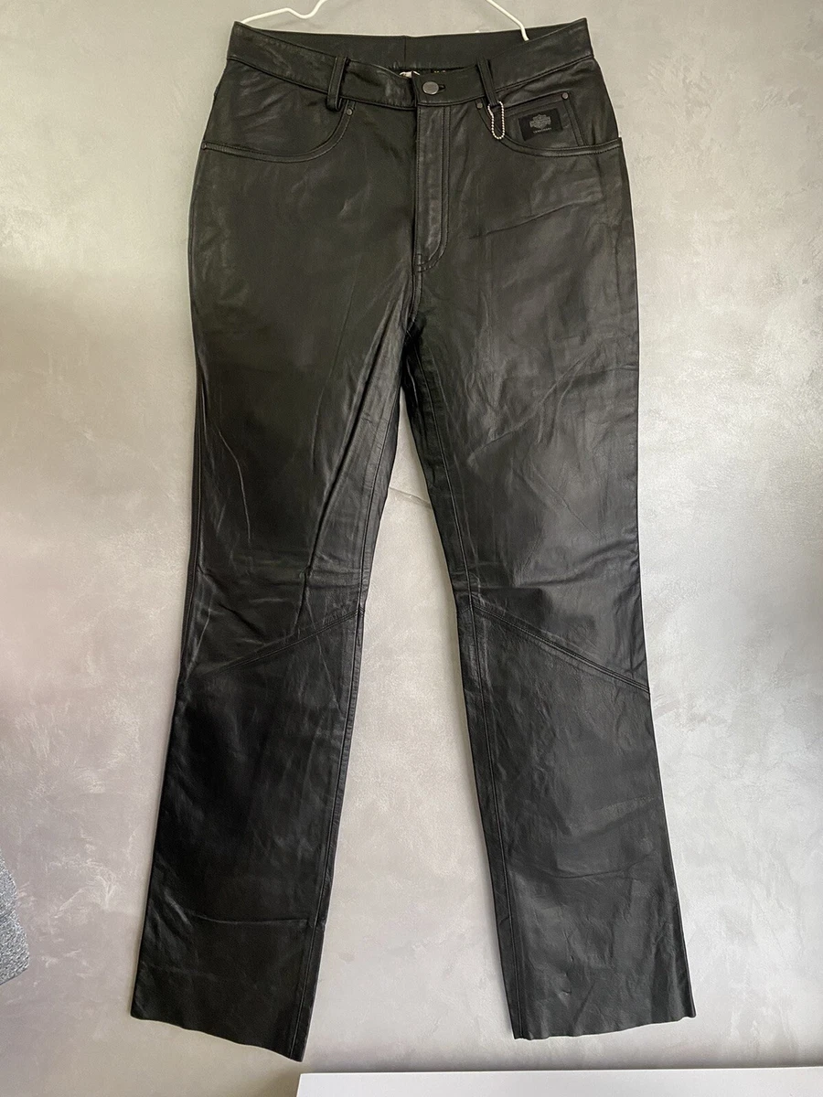 Harley Davidson Women's Highland Black Leather Riding Pants Size 36/8  97048-00VW