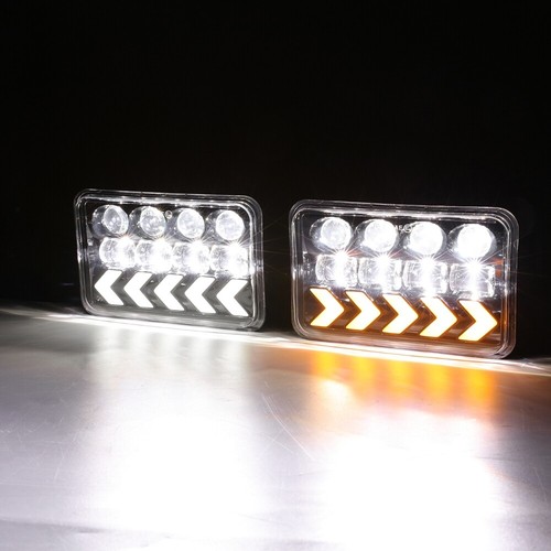 Pair 4x6" LED Headlights Hi/Lo DRL Dynamic Signal for Western Star 4900 1981-02 - Picture 9 of 12