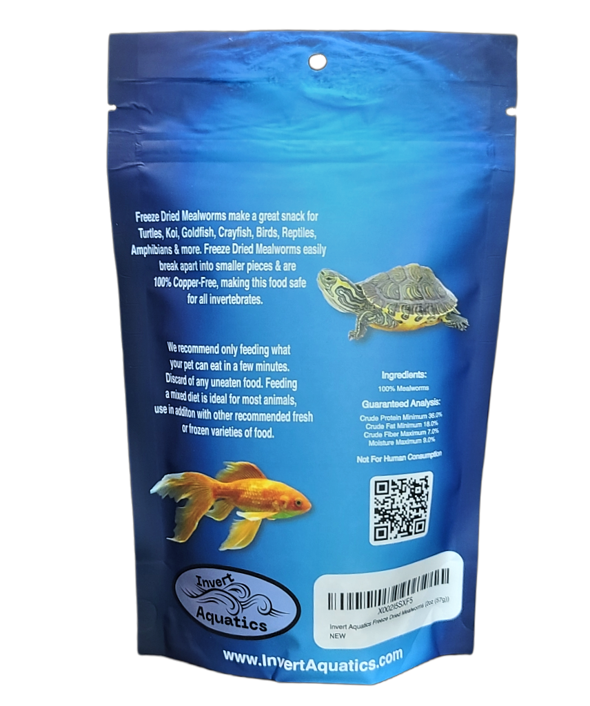 Freeze Dried Mealworms Food & Treat for Turtles, Cichlid, Koi