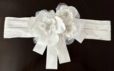 Crystals Rhinestones Beads Applique Ivory Bridal Belt Wedding Sash Snaps #B