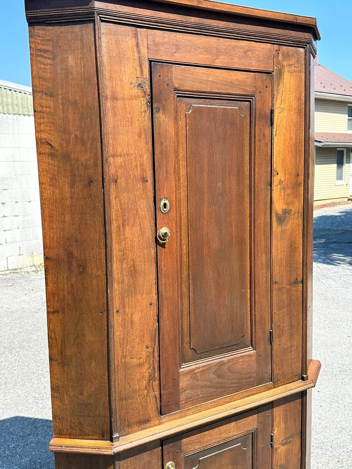 Antiguo Pa Chimenea Esquinera Estrecha Armario Paneles Elevados Nogal 1780 Chippendale Foto 3 de 4