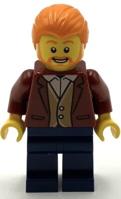 Lego New Minifigure Car Driver Male Dark Red Suit Jacket Dark Blue Legs