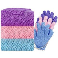 6 Pack African Bath Sponge Exfoliating Glove Set Nylon African Exfoliating Ne...