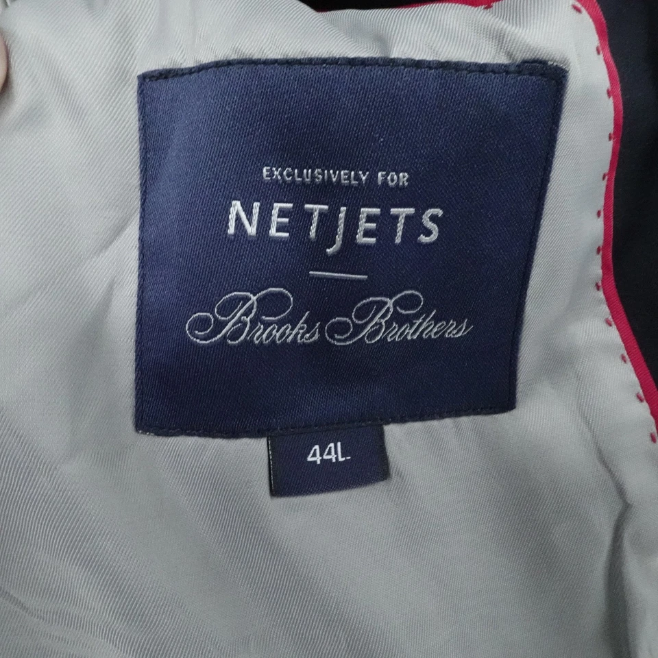NetJets Pilot Uniform Jacket Brooks Brothers Blazer Mens 44L Navy Wool Blend - Image 3 of 4