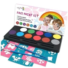  Face Painting Kit for Kids with 12 Colors Safe and Non-Toxic Large Water Matte
