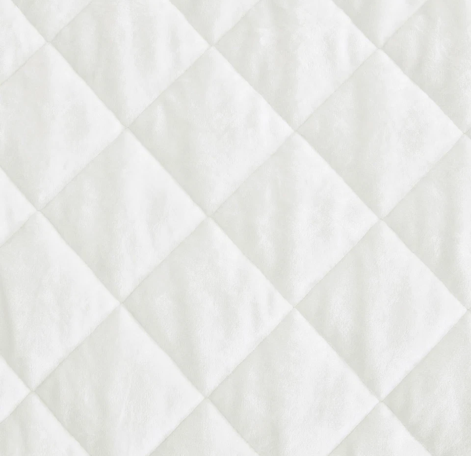 Lux Cream White Velvet Quilt Oversized King Set, 3-Piece Plush Distressed Vel... - Image 4 of 4