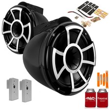 Wet Sounds REV10B-X 10" Black Fixed Tower Speakers with 2019 FCTA Adapters