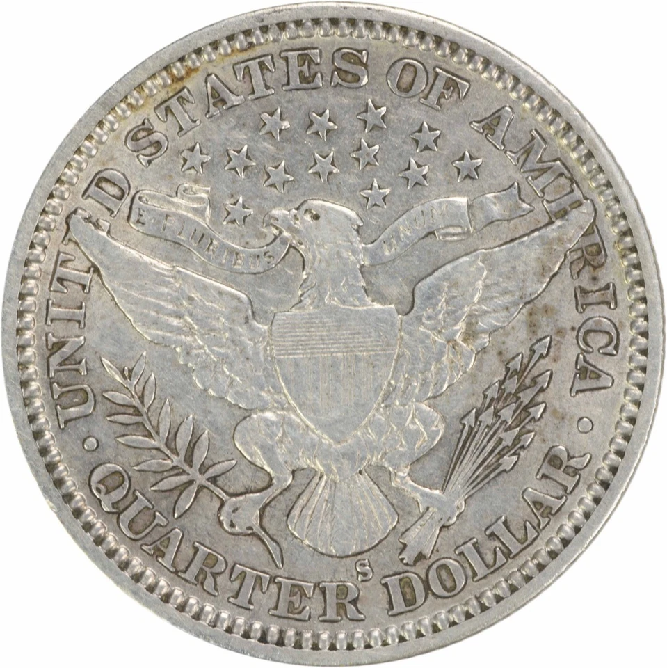 1907-S Barber Silver Quarter EF Uncertified #202 - Image 2 of 2