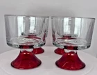 Presence Ruby Red Mini Trifle Dessert Bowls w Red Pedestal Set of 4 Vintage