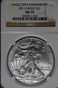 2011 NGC MS 70 AMERICAN SILVER EAGLE 25TH ANNIVERSARY #B51642